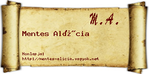 Mentes Alícia névjegykártya